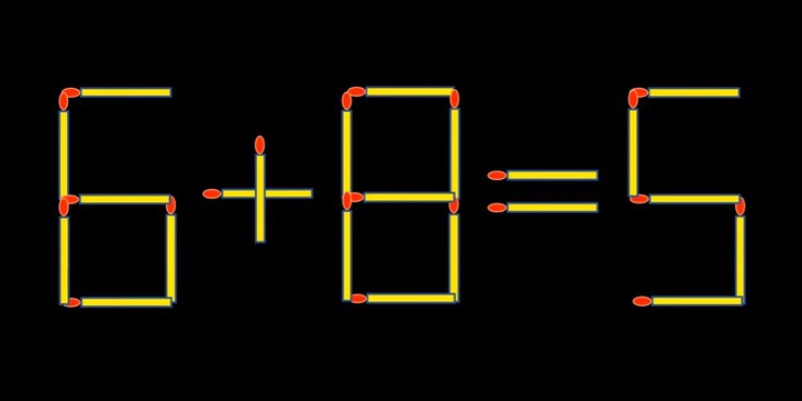 Thử tài IQ: Di chuyển một que diêm để 6+8=5 thành phép tính đúng - Ảnh 1.