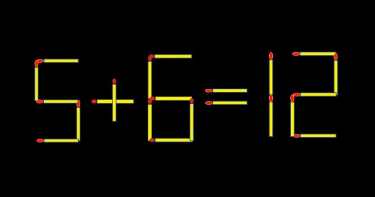 Thử tài IQ: Di chuyển một que diêm để 5+6=12 thành phép tính đúng - Ảnh 1.