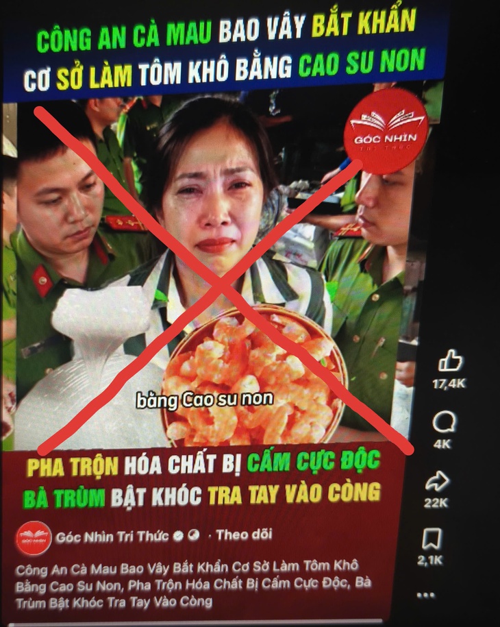 Cà Mau bác thông tin tôm khô làm từ cao su non, giao công an truy tìm xử phạt nguồn gốc phát tán và chia sẻ trên mạng - Ảnh 1.