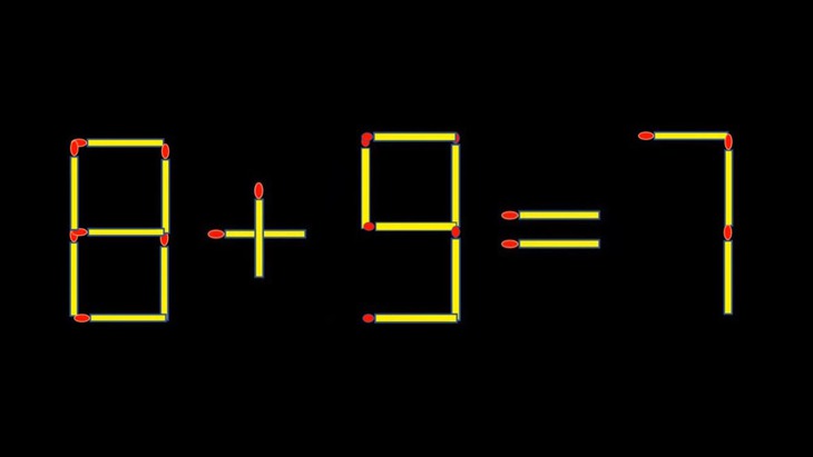 Thử tài IQ: Di chuyển một que diêm để 8+9=7 thành phép tính đúng - Ảnh 1.