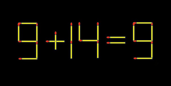 Thử tài IQ: Di chuyển một que diêm để 9+14=9 thành phép tính đúng - Ảnh 1.