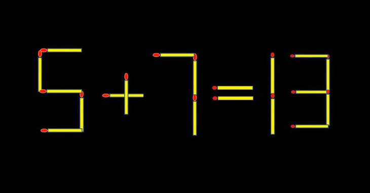 Thử tài IQ: Di chuyển một que diêm để 5+7=13 thành phép tính đúng - Ảnh 1.