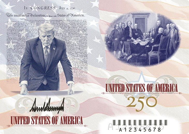 Mỹ hé lộ mẫu 'hộ chiếu yêu nước' in hình ông Trump - Ảnh 1.