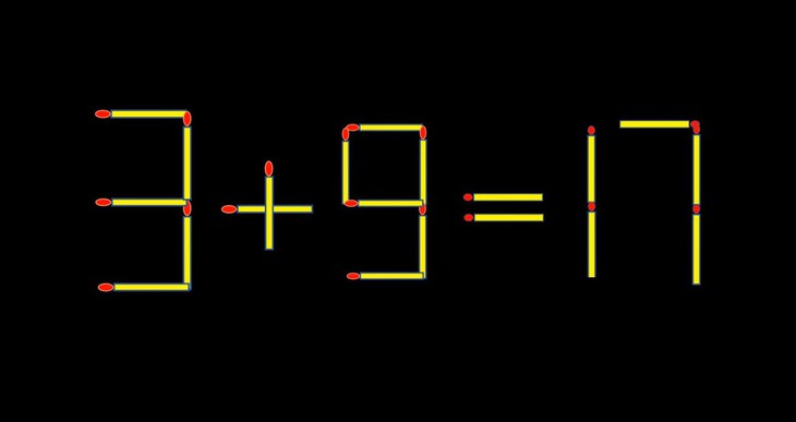 Thử tài IQ: Di chuyển một que diêm để 3+9=17 thành phép tính đúng - Ảnh 1.