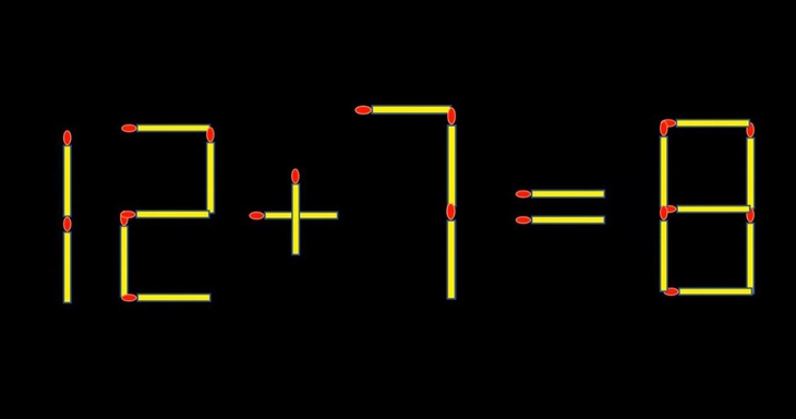 Thử tài IQ: Di chuyển một que diêm để 12+7=8 thành phép tính đúng - Ảnh 1.