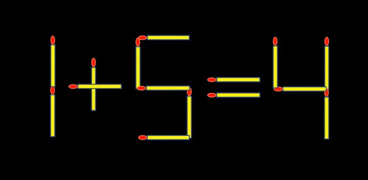 Thử tài IQ: Di chuyển một que diêm để 1+5=4 thành phép tính đúng - Ảnh 1.
