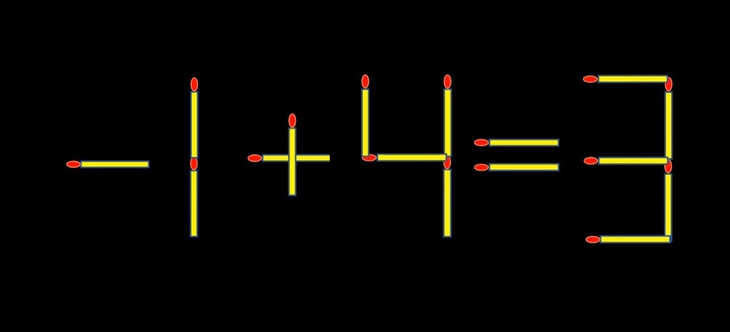 Thử tài IQ: Di chuyển một que diêm để 7+4=3 thành phép tính đúng - Ảnh 1.