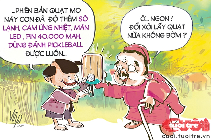 Quạt mo của thằng Bờm update phiên bản mới, dùng đánh pickleball được luôn - Ảnh 1.