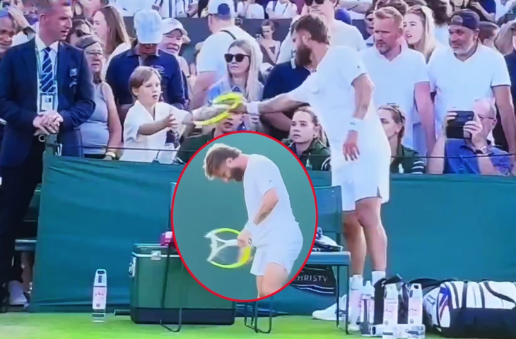 Sao Wimbledon nổi điên, đập vợt vào đùi gãy đôi - Ảnh 1.