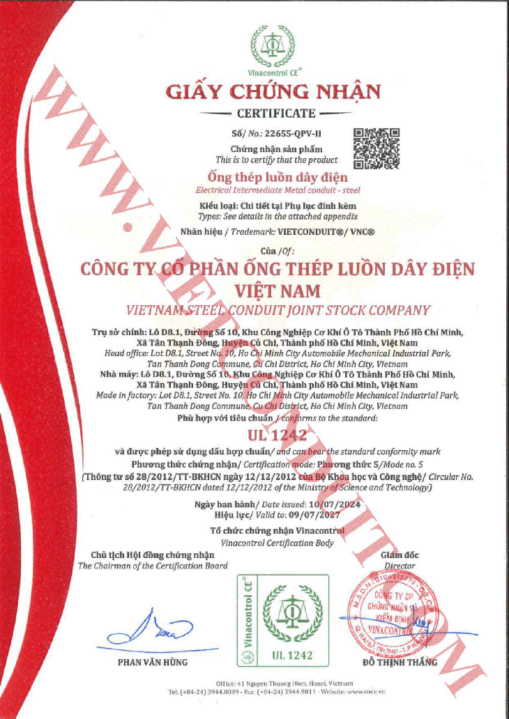 Ống thép luồn dây điện IMC Vietconduit đạt chuẩn UL 1242 - Ảnh 3.