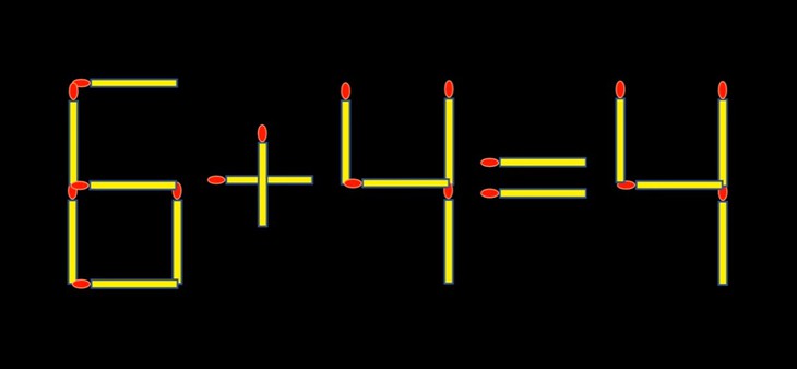Thử tài IQ: Di chuyển một que diêm để 6+4=4 thành phép tính đúng - Ảnh 1.