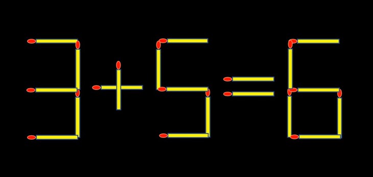 Thử tài IQ: Di chuyển một que diêm để 3+5=6 thành phép tính đúng - Ảnh 1.