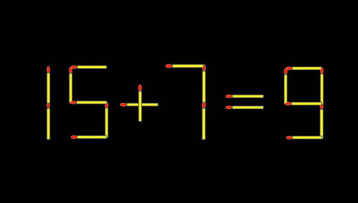 Thử tài IQ: Di chuyển một que diêm để 15+7=9 thành phép tính đúng - Ảnh 1.