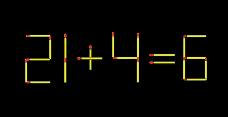 Thử tài IQ: Di chuyển một que diêm để 21+4=6 thành phép tính đúng - Ảnh 1.
