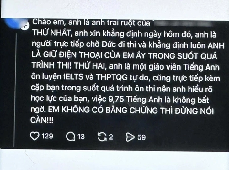 Đắk Lắk bác thông tin nam sinh dùng điện thoại gian lận thi tốt nghiệp THPT - Ảnh 3.