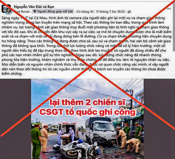 Công an Cà Mau nói gì về thông tin CSGT truy đuổi phương tiện gây tai nạn? - Ảnh 1.