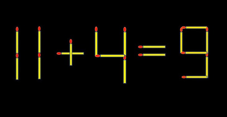 Thử tài IQ: Di chuyển một que diêm để 11+4=9 thành phép tính đúng - Ảnh 1.