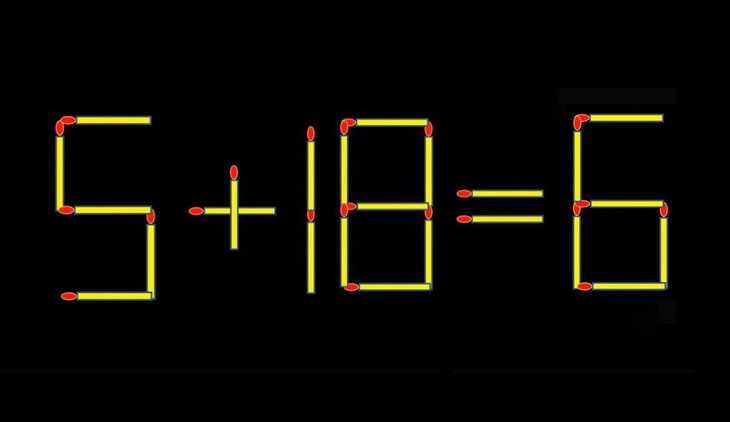 Thử tài IQ: Di chuyển một que diêm để 5+18=6 thành phép tính đúng - Ảnh 1.
