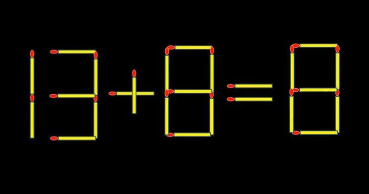 Thử tài IQ: Di chuyển một que diêm để 13+8=8 thành phép tính đúng - Ảnh 1.