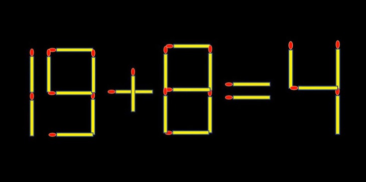 Thử tài IQ: Di chuyển một que diêm để 19+8=4 thành phép tính đúng - Ảnh 1.