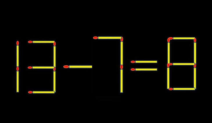 Thử tài IQ: Di chuyển một que diêm để 13-7=8 thành phép tính đúng - Ảnh 1.