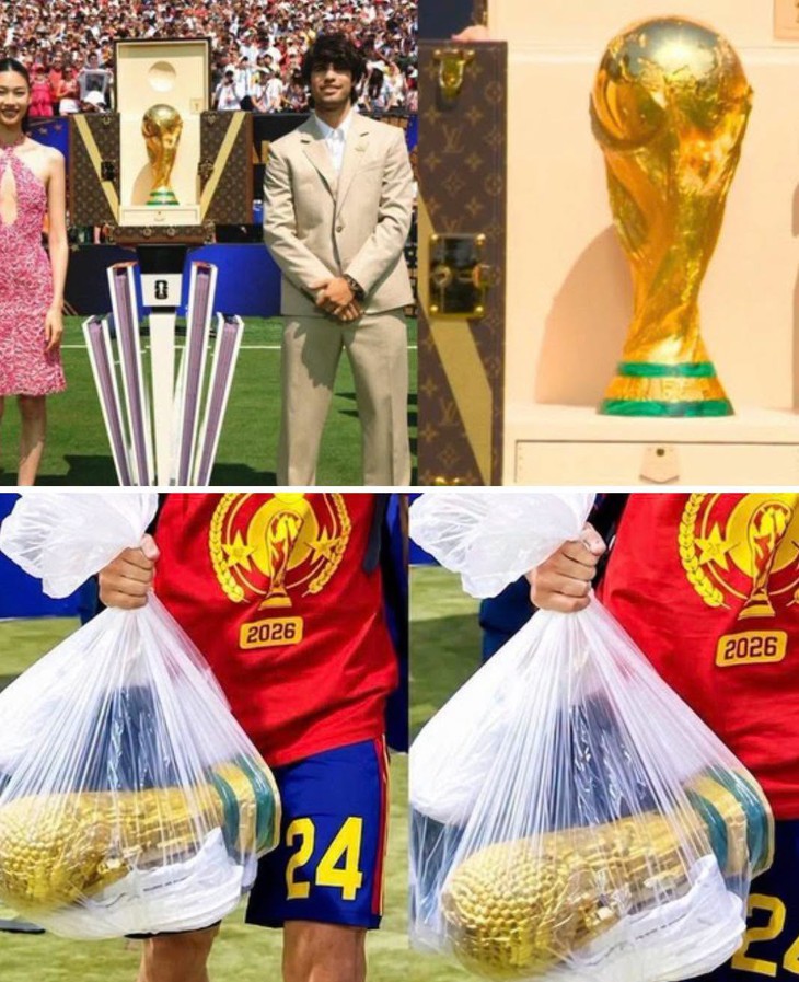 Marc Cucurella tuyển Tây Ban Nha xách cúp vô địch World Cup bằng túi ni lông - Ảnh 2.