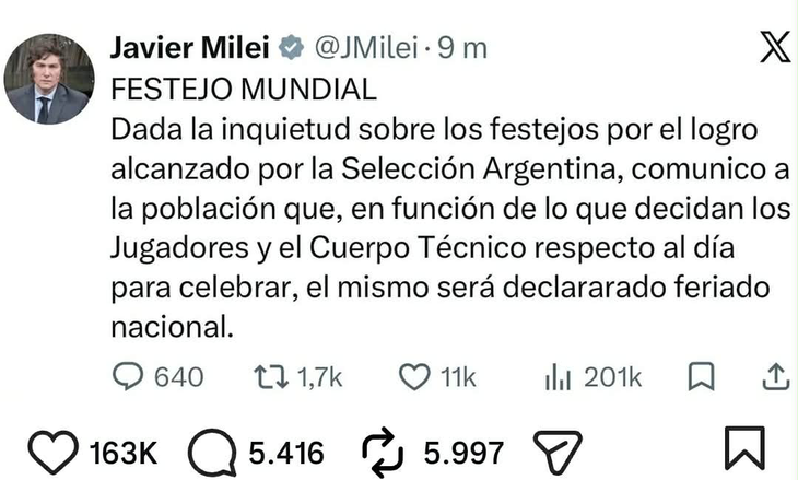 Tổng thống Argentina trao 'quyền quyết định nghỉ lễ' cho Messi và các đồng đội - Ảnh 2.