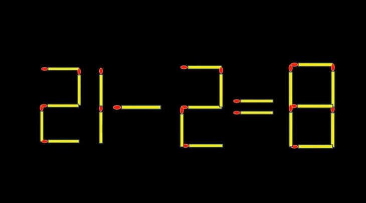Thử tài IQ: Di chuyển một que diêm để 21-2=8 thành phép tính đúng - Ảnh 1.
