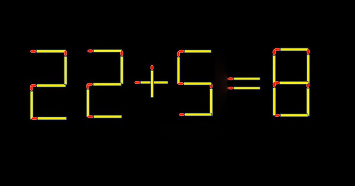 Thử tài IQ: Di chuyển một que diêm để 22+5=8 thành phép tính đúng - Ảnh 1.