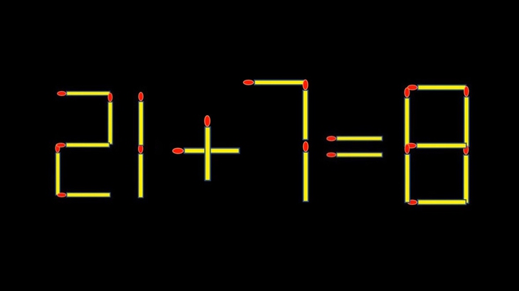 Thử tài IQ: Di chuyển một que diêm để 21+7=8 thành phép tính đúng - Ảnh 1.