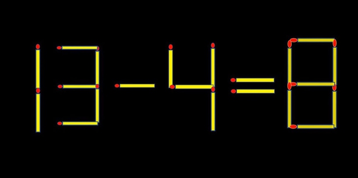 Thử tài IQ: Di chuyển một que diêm để 13-4=8 thành phép tính đúng - Ảnh 1.