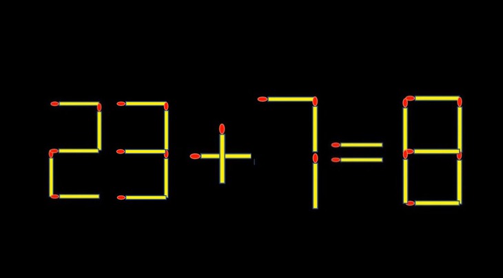 Thử tài IQ: Di chuyển một que diêm để 23+7=8 thành phép tính đúng - Ảnh 1.