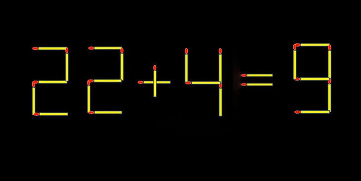 Thử tài IQ: Di chuyển một que diêm để 22+4=9 thành phép tính đúng - Ảnh 1.