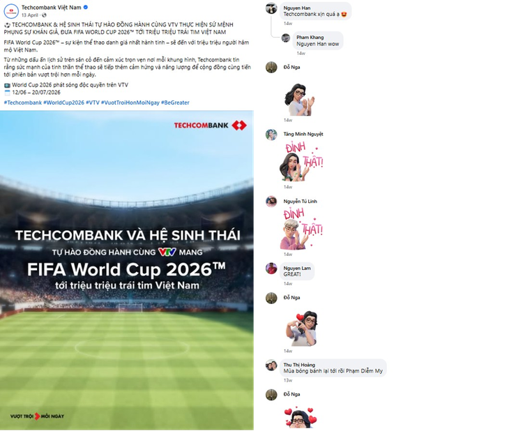 Dấu ấn Techcombank – Nhà tài trợ quốc gia bản quyền phát sóng kỳ FIFA World Cup 2026 lịch sử - Ảnh 1.