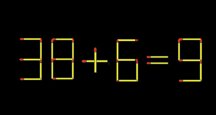 Thử tài IQ: Di chuyển một que diêm để 38+6=9 thành phép tính đúng - Ảnh 1.