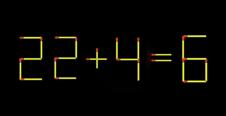 Thử tài IQ: Di chuyển một que diêm để 22+4=6 thành phép tính đúng - Ảnh 1.