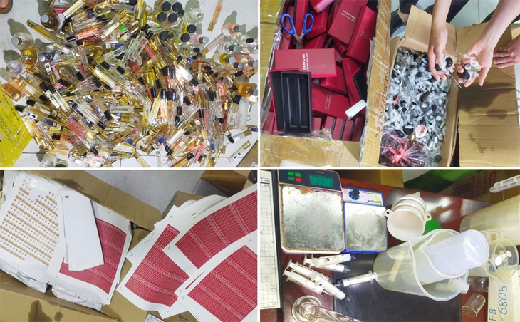 Thủ đoạn của nhóm trộn hóa chất với cồn, nước cất để làm nước hoa giả - Ảnh 1.