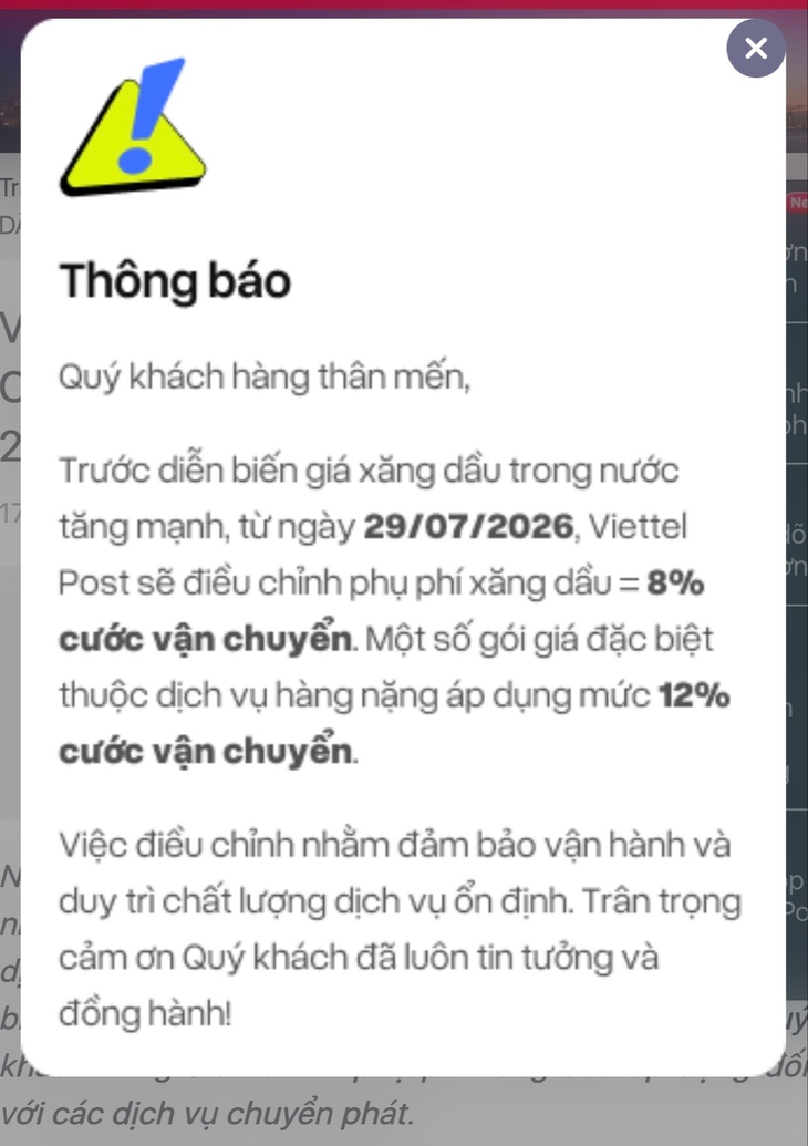 Viettel Post tăng phụ phí xăng dầu từ 29 - 7 , cập nhật ngay thông tin mới - Ảnh 1.