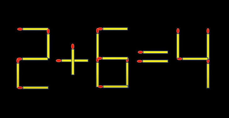 Thử tài IQ: Di chuyển một que diêm để 2+6=4 thành phép tính đúng - Ảnh 1.