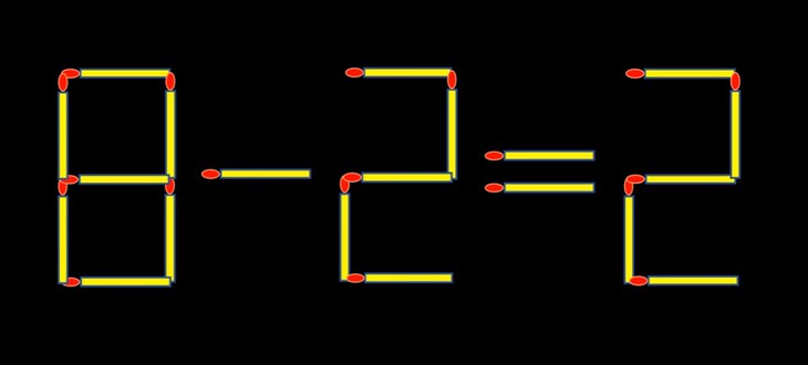 Thử tài IQ: Di chuyển một que diêm để 8-2=2 thành phép tính đúng - Ảnh 1.