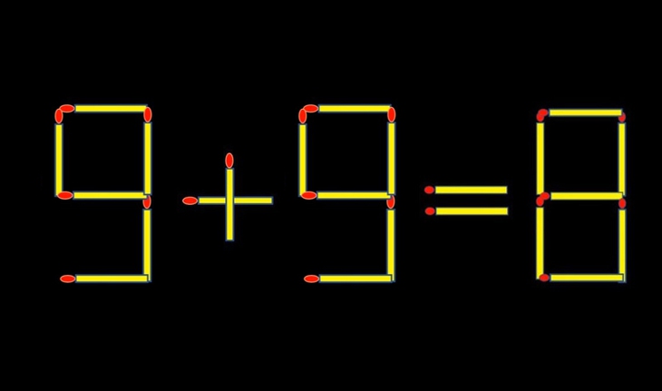 Thử tài IQ: Di chuyển một que diêm để 9+9=8 thành phép tính đúng - Ảnh 1.