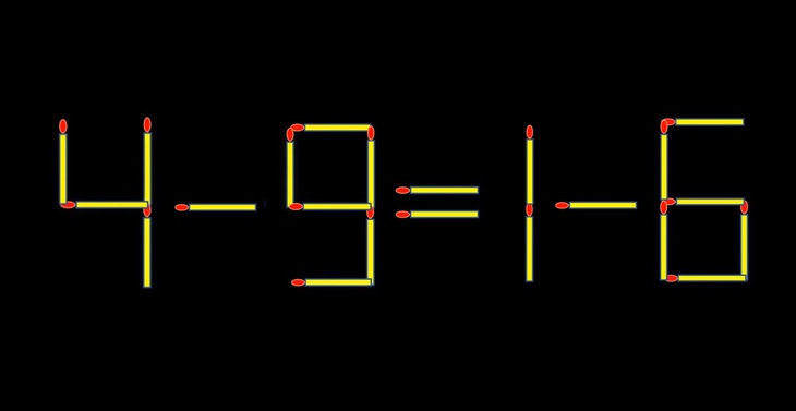 Thử tài IQ: Di chuyển một que diêm để 4+9=16 thành phép tính đúng - Ảnh 1.