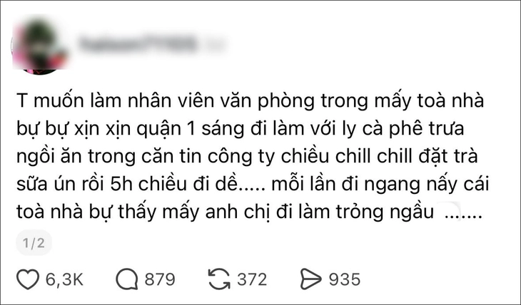 Ước mơ làm 'dân văn phòng quận 1' gây tranh cãi trên Threads - Ảnh 1.