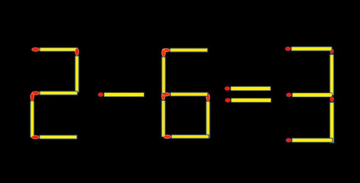Thử tài IQ: Di chuyển một que diêm để 2-6=3 thành phép tính đúng - Ảnh 1.