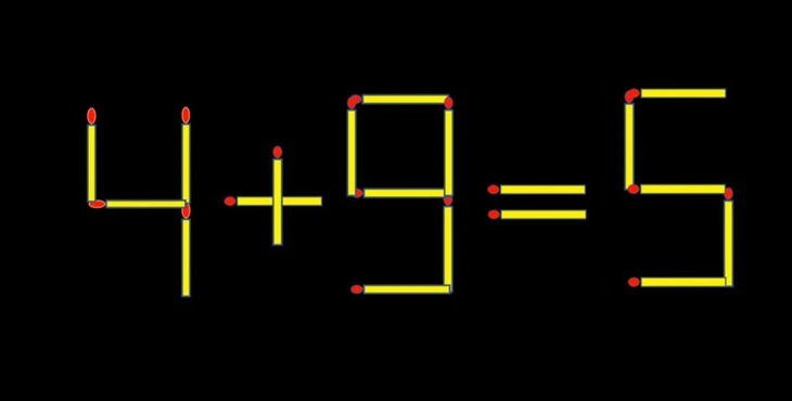 Thử tài IQ: Di chuyển một que diêm để 4+9=5 thành phép tính đúng - Ảnh 1.