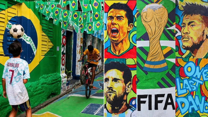 Hẻm nhỏ ở Ấn Độ gây sốt nhờ phủ kín tranh vẽ World Cup 2026 - Ảnh 1.