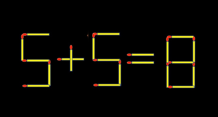 Thử tài IQ: Di chuyển một que diêm để 5+5=8 thành phép tính đúng - Ảnh 1.