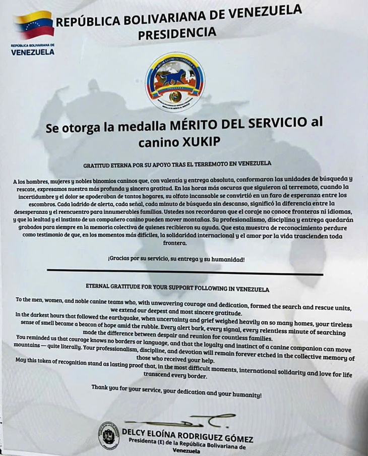 Huân chương chó nghiệp vụ được trao cho XUKIP của Việt Nam tại Venezuela năm 2026 - Ảnh 2.