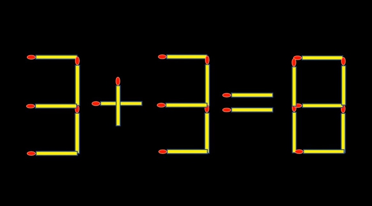 Thử tài IQ: Di chuyển một que diêm để 3+3=8 thành phép tính đúng - Ảnh 1.
