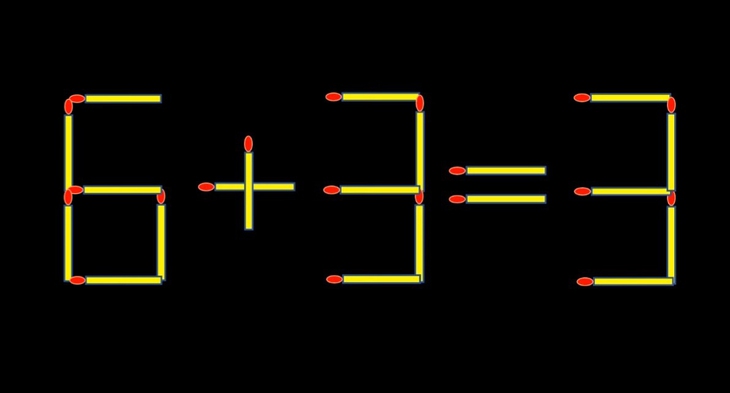 Thử tài IQ: Di chuyển một que diêm để 6+3=3 thành phép tính đúng - Ảnh 1.